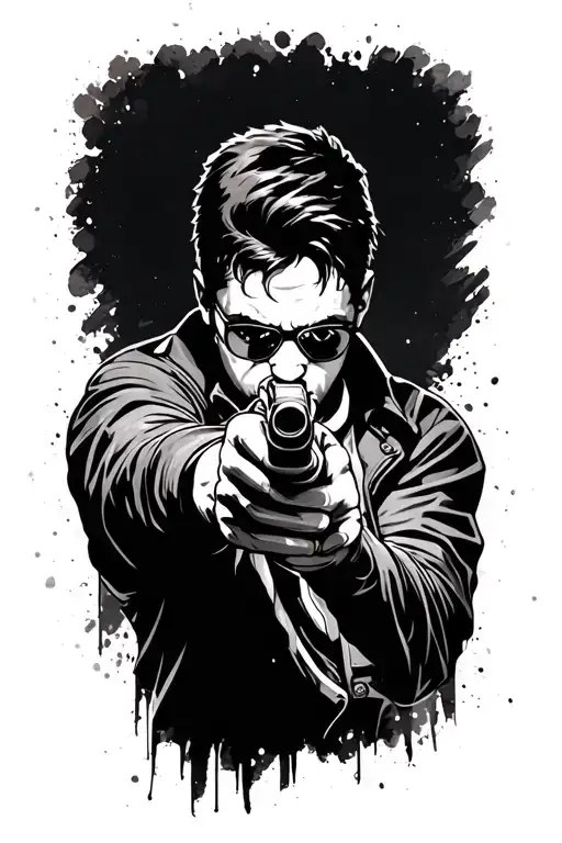 A Guys Shadow Pointing A Gun At Him