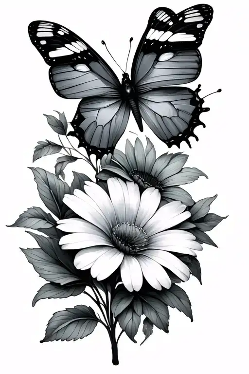 Flowers With Butterfies Simple Design