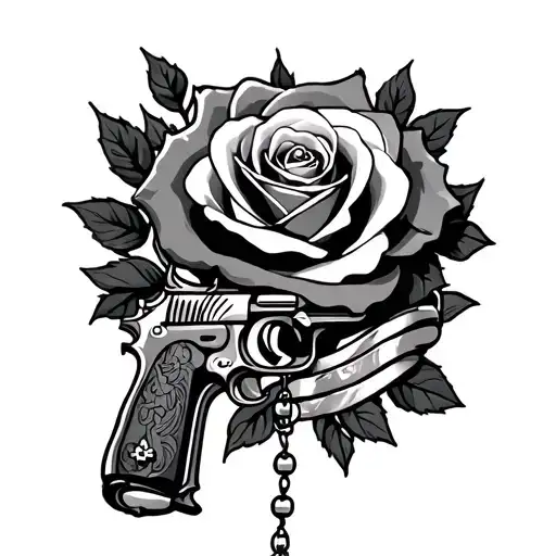 Roses Gun Rosary Wrapped Loosely