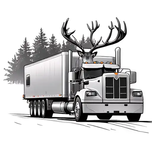 Semi Truck Driving Deer