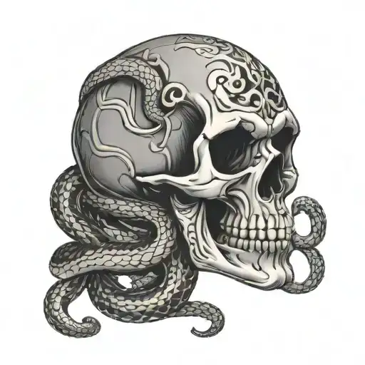Skull With Snake Intertwined