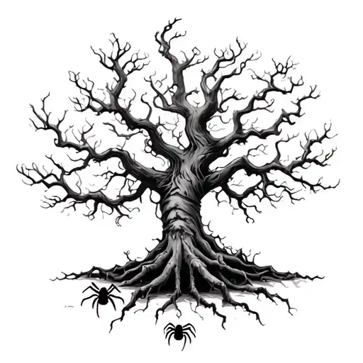 Detailed Poison Tree With Spiders