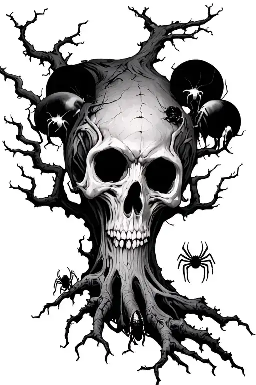 Detailed Poison Tree With Spiders Crawling