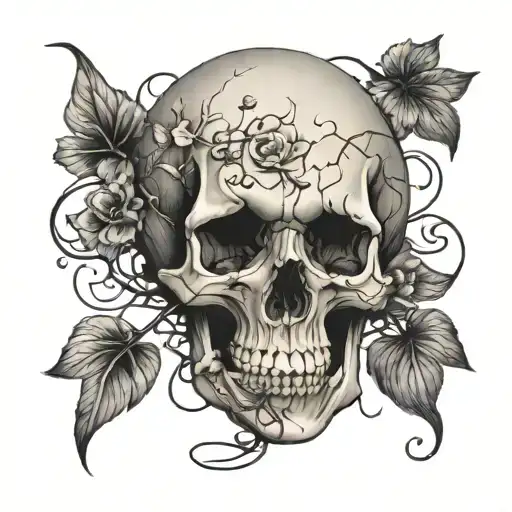 Cracked Skull Flowering Vines Twining