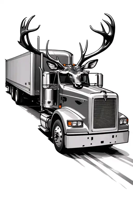 Semi Truck Driving Deer