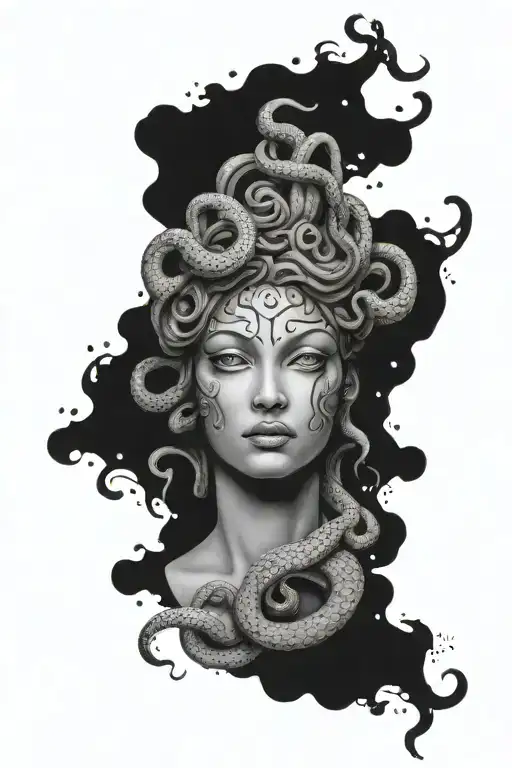 Medusa Bust With Galaxy Background