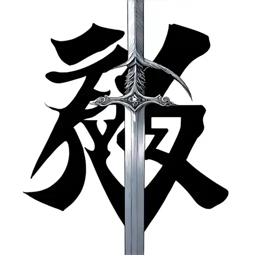 Sword With Japanese Letter Ryz