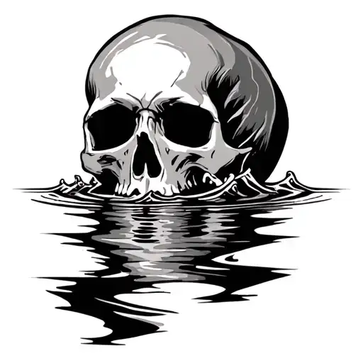 Skull Over Water With Negative Space Breath