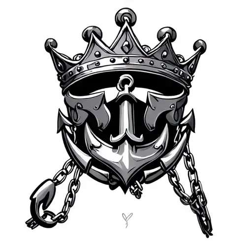 Crown With Anchor & Chain