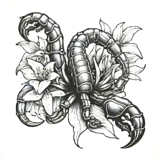 A Scorpion Holding A Lilly Flower