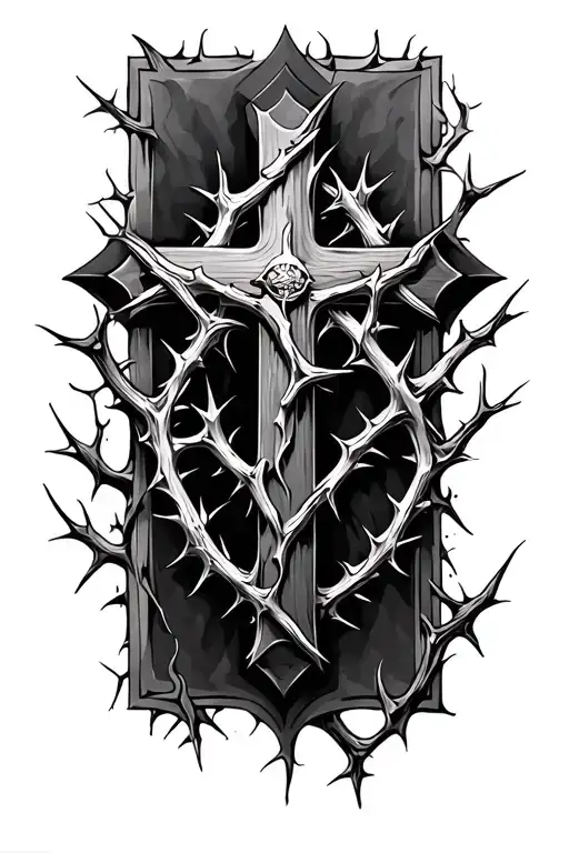 Christian Cross With Thorns