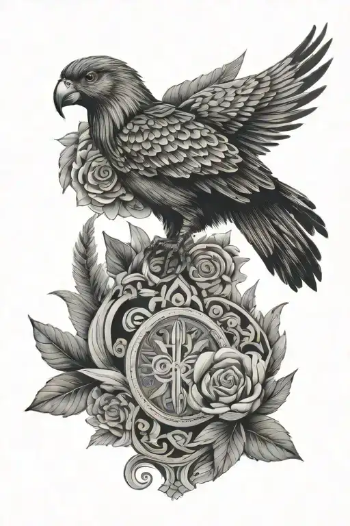 Guatemalan Themed Tattoo Featuring Iconic Symbols And A Quetzal