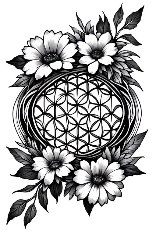 Flower Of Life With Flowers Intertwined