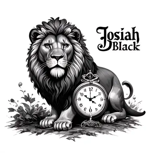 A Lion With A Clock And The Name Josiah