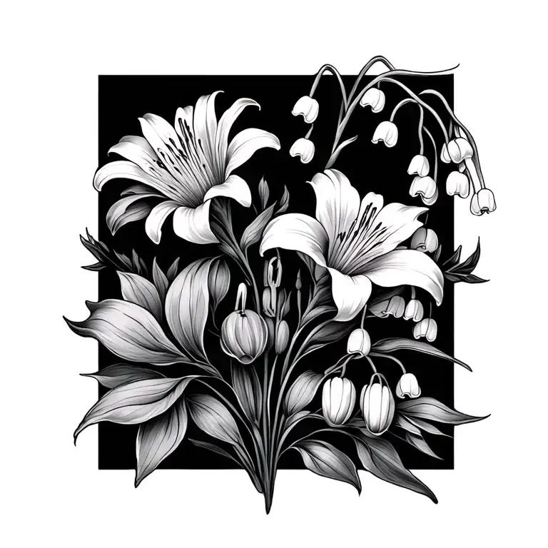 Fine Line With Lily Of The Valley Flowers And Marigolds Long Flowers