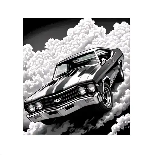 Chevrolet Chevelle Side View Floating On Top Of Clouds