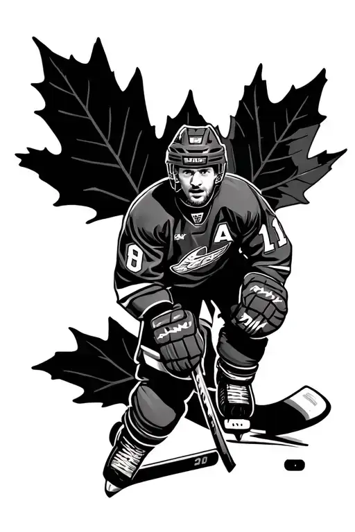 Hockey And Canada Maple Leaf