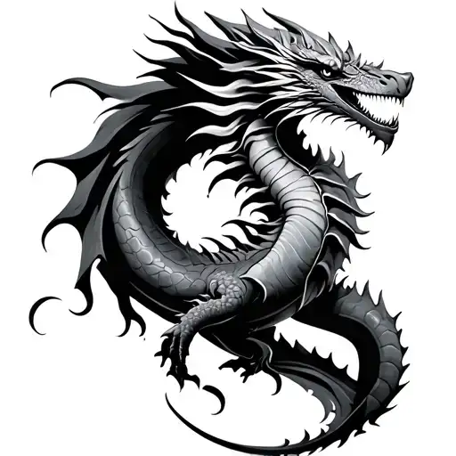 High Definition And Detailed Aesthetically Tattoo Of A Dragon