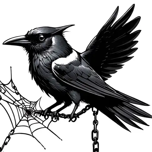 Dark Swallow With Chains And Spider Web