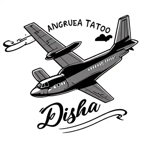 Disha Name Tattoo With Airplane Flying