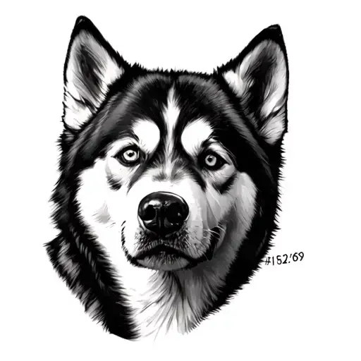 Husky Face With His Date Of Birth
