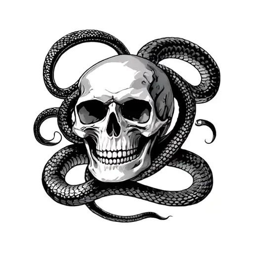 Skull With Snake Surrounding It