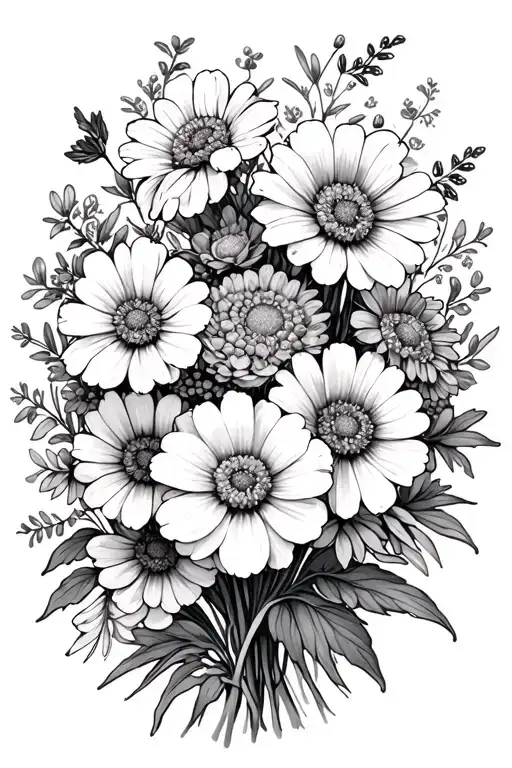 Marigolds And Cosmos's Mixed Bouquet