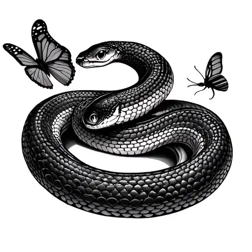 Snake And Butterflie And Semi Colon