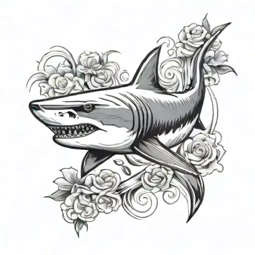 Shark On Middle Of Back Hawaiian Design