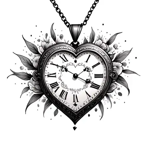 Clock And Heart Shaped Locket