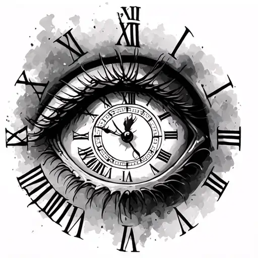 Eye With Clock Surrounded Roman Numerals