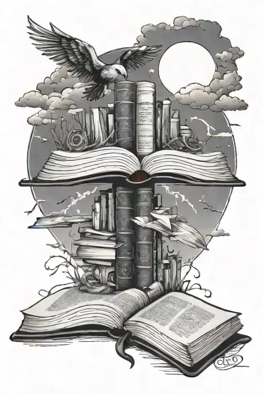 Books Merging To Sunset Sky