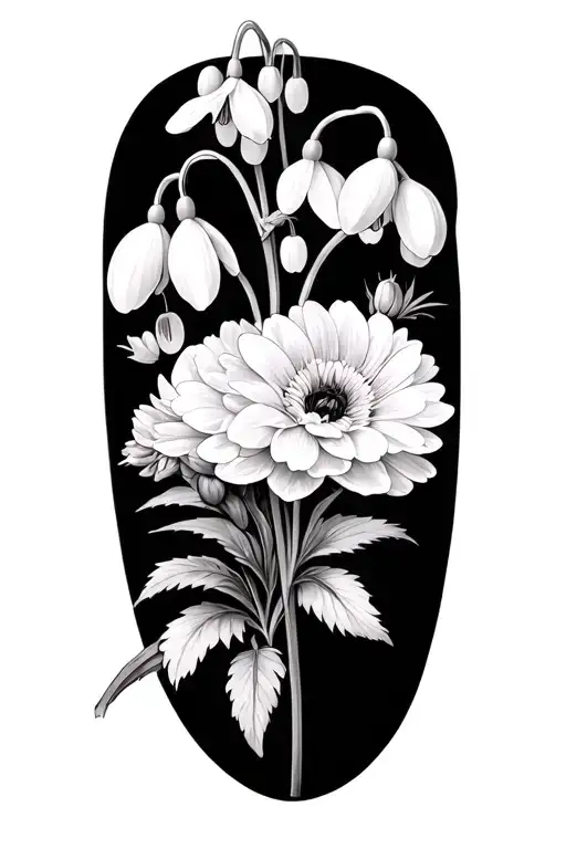 Coronations Snowdrops Lily-of-the-valley Hawthornes Astor Morning Glory Peonies Chrysanthemums Bee