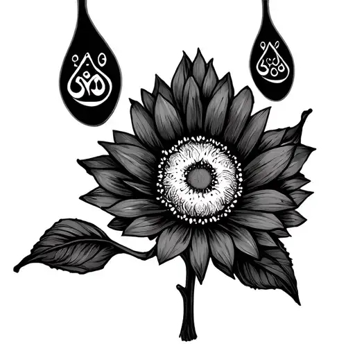 Paw Print Surrounded By Tall Flower With Hindu Symbol