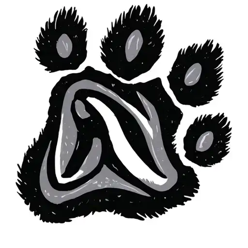 Fine Line Outline Of A Paw Print With The Letter O