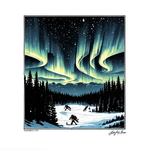 Hockey And Alaska Big Dipper Northern Lights