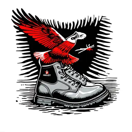 Bootprint With Red Kite Flying In Center