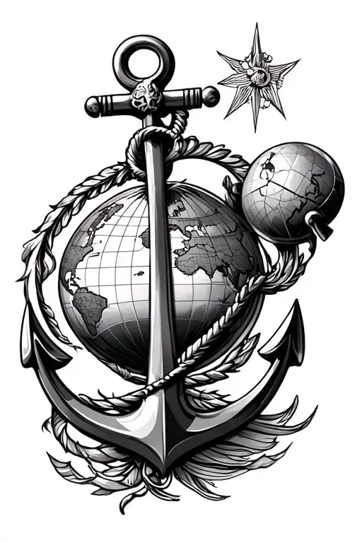 Map Globe Anchor Warrior