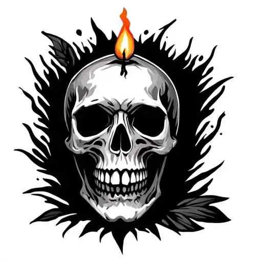 Skull Candle Burning
