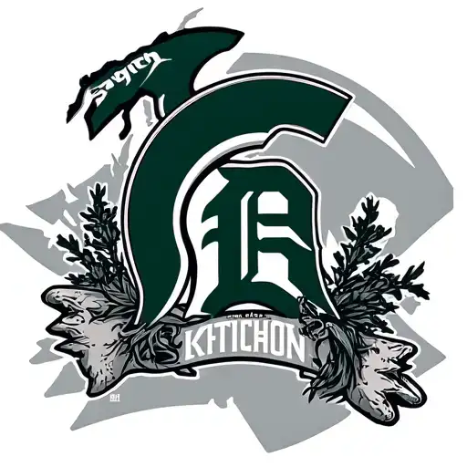 Detroit Tigers And State Of Michigan State Outline