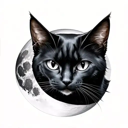 Black Cat Looking At Moon
