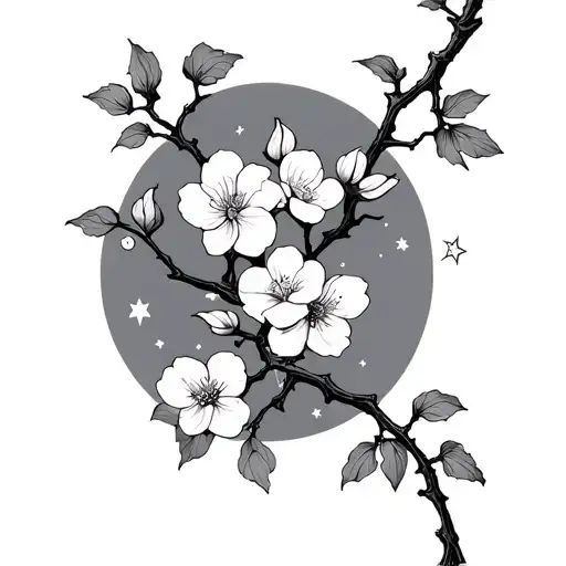 Cherry Blossom Vines With Subtle Stars