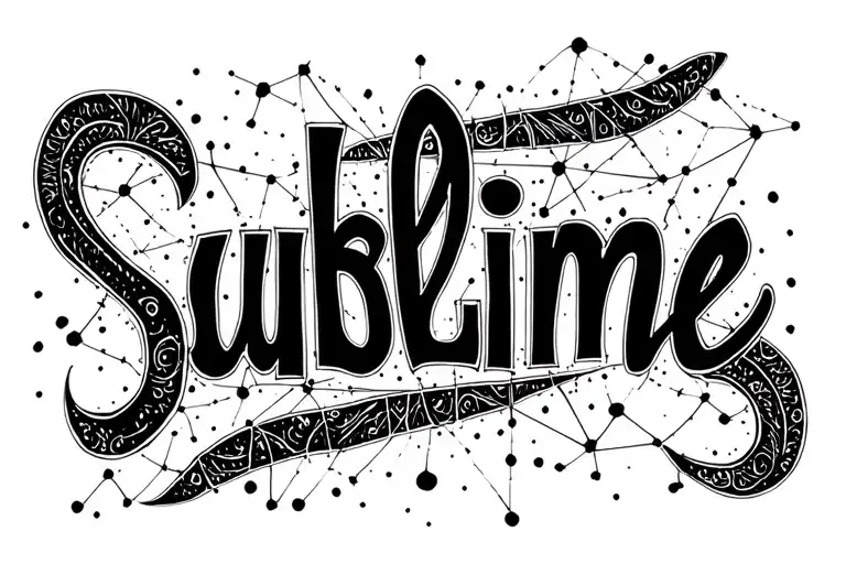 The Word Sublime Arranged In A Constellation Pattern Small Print