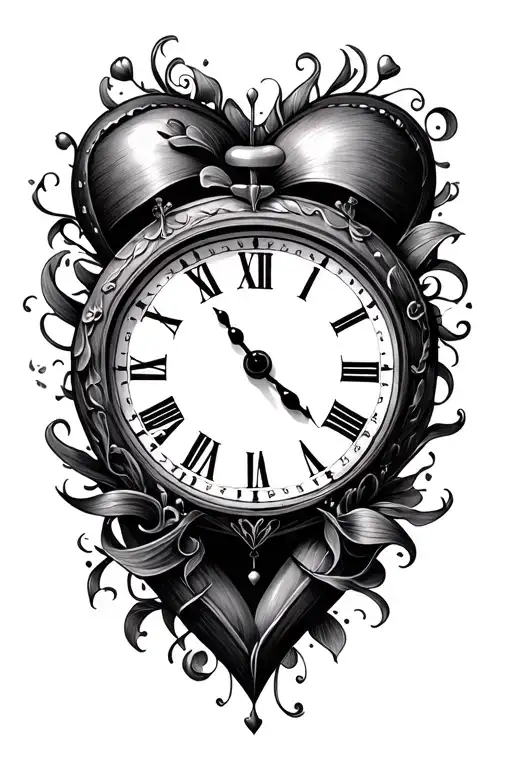 Clock And Love Heart