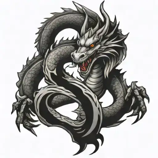 Dragon Tatto With Letters A