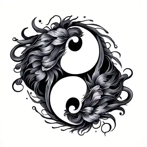 Yin And Yang Symbol Intertwined People Male And Female