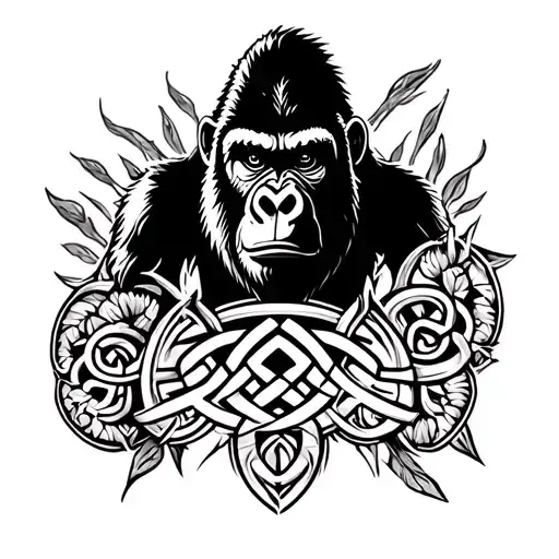 Gorilla Silhouette Celtic Tatoo Design
