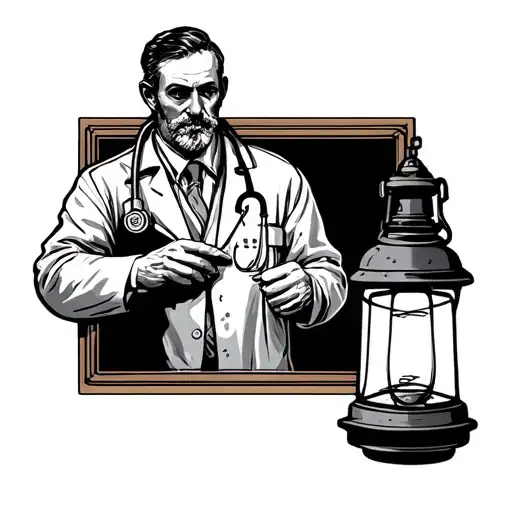 Plaque Doctor Holding And Latern