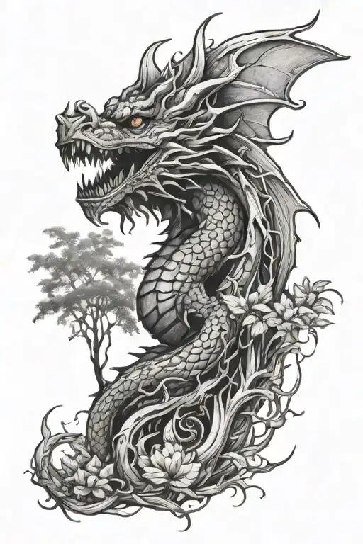 Dragon Head And Sunrays Lush Forest