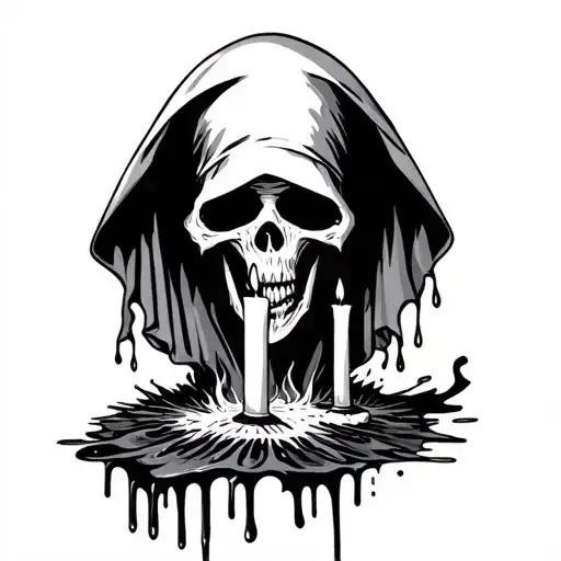 Grim Reaper Melting Into A Candle